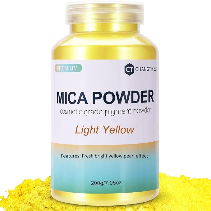 Mica Powder, 7.05OZ（200g）, Light Yellow Mica Powder Pigment by CHANGTIKEJIWelcomeYouOrder