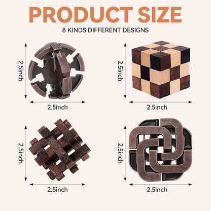 8 Pcs Brain Teaser Puzzles for Adults Teens - Image 3