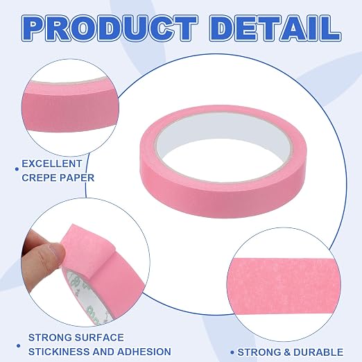 MECCANIXITY Masking Tape 0.7 Inch x 21 Yard Painter's Tape Pink Paint Tapes - Image 3