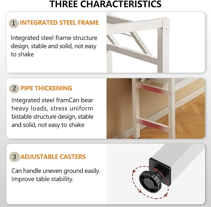 39.4 Inch Foldable Desks for Small Spaces, Foldable Desk No Assembly, Small - Image 3