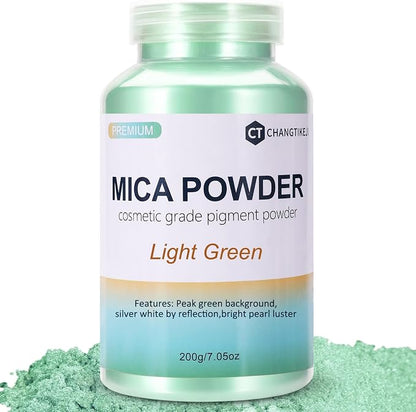 Mica Powder, 7.05OZ（200g）, Light Green Mica Powder Pigment by CHANGTIKEJIWelcomeYouOrder