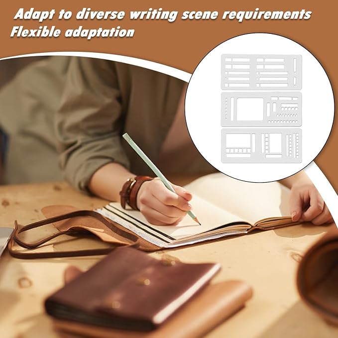 3PCS Planner Stencils Templates Set, Handmade Flexible Record Template - Image 2
