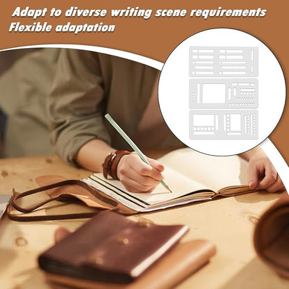 3PCS Planner Stencils Templates Set, Handmade Flexible Record Template - Image 2