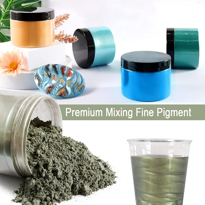 Ceya Mica Powder, 5.3oz/ 150g Olive Green Pearlescent Effect Colorant Pigment - Image 4