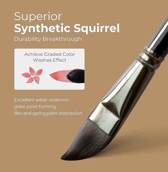 Nicpro 24pcs Watercolor Brushes Professional, Soft Synthetic Squirrel Hair - Image 3
