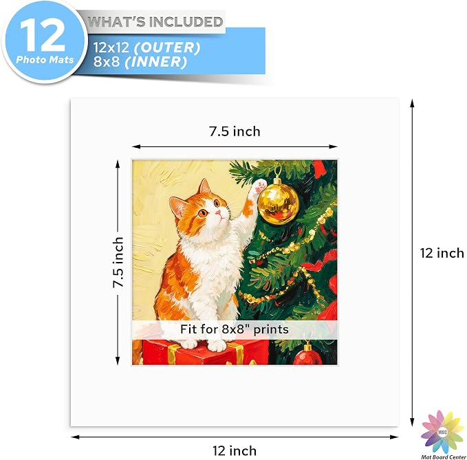 Mat Board Center, 12x12 White Mats - Image 2
