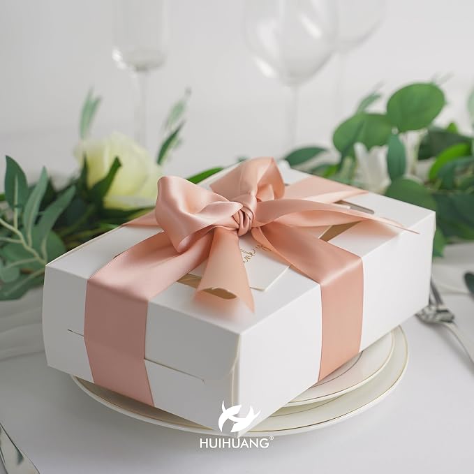 HUIHUANG Rose Gold Pink Ribbon for Wedding, Dress Chair Sashes, Invitations Card - Image 6