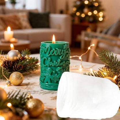 1PCS Christmas Candle Mold, Pillar Snowman Christmas Resin Silicone Molds Kit - Image 4