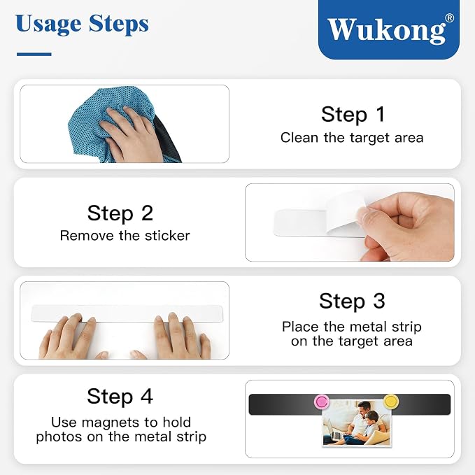 Wukong 8 Pack | 30x3cm Magnetic Stainless Black Boards Strips, Adhesive Backing - Image 4