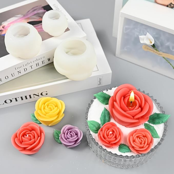 Rose Candle Molds, Epoxy Resin Casting, Wax Soap Clay Plaster Home Décor - Image 3