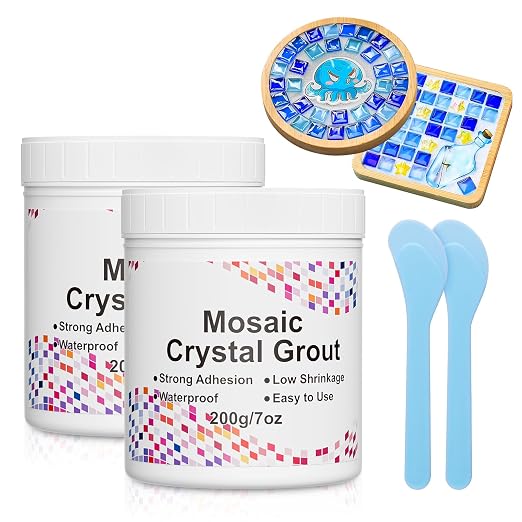 Mosaic Crystal Grout Kit with Scraper, Mosaic Crystal Sealant, Handmade by Karidge