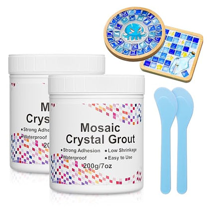 Mosaic Crystal Grout Kit with Scraper, Mosaic Crystal Sealant, Handmade by Karidge