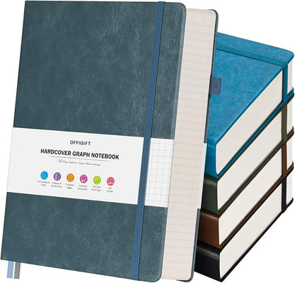 5 Pack Graph Paper Notebook, 312 Numbered Pages Graph Notebook Bulk, 100gsm No by OFFIGIFT