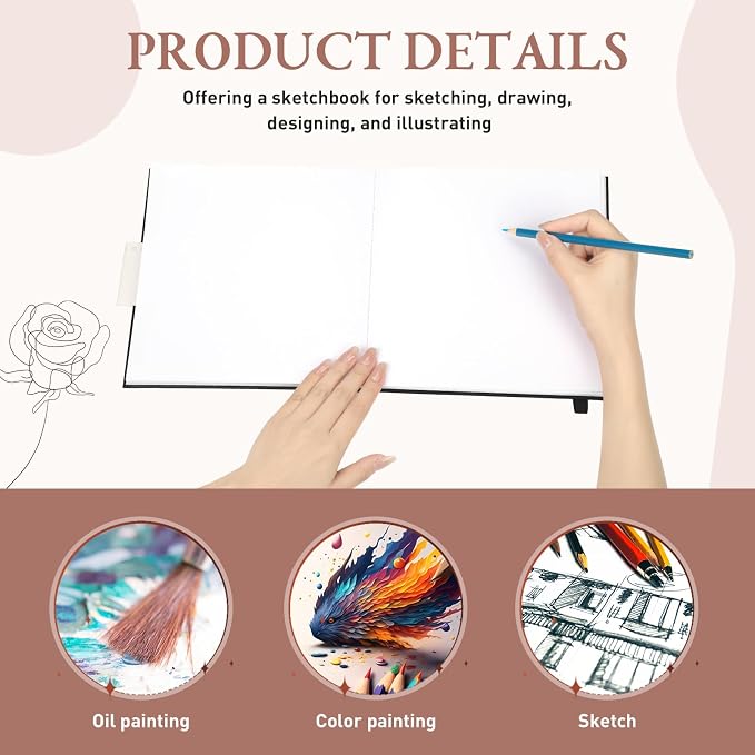 Moinchore Back to School Gifts Square Sketchbook 8 x 8 Inch Hardcover Art - Image 4