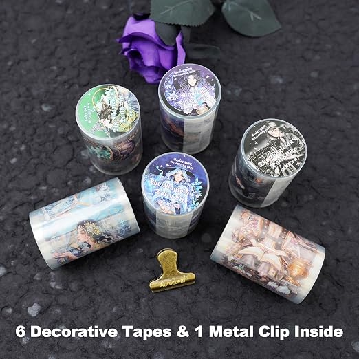 Magic-Themed PET Sticker Tape Set – 6 Rolls Pre-Cut Fantasy Witch Designs - Image 2