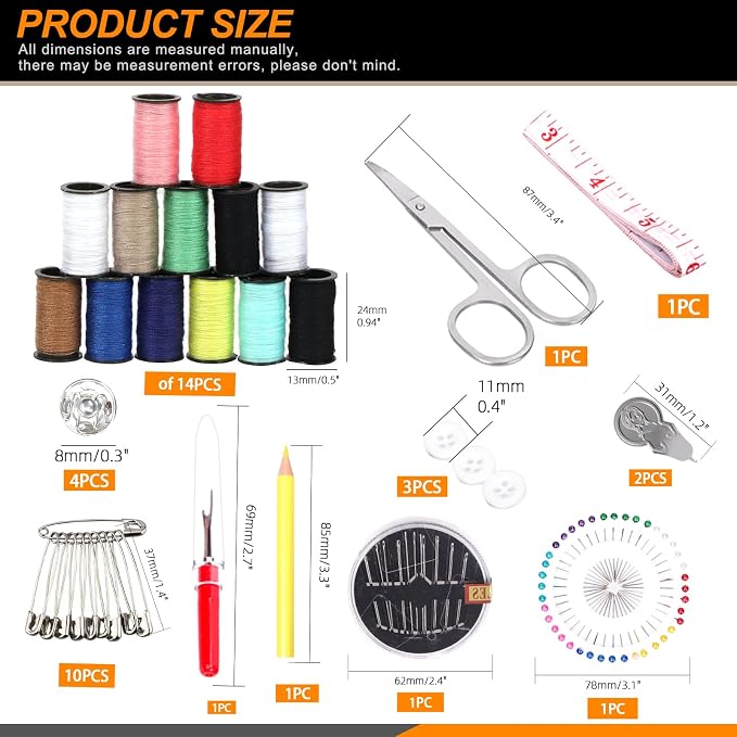 Rustark 98Pcs Sewing Kit With Portable Bag, Premium Supplies Including 14 - Image 2