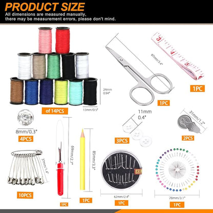 Rustark 98Pcs Sewing Kit With Portable Bag, Premium Supplies Including 14 - Image 2