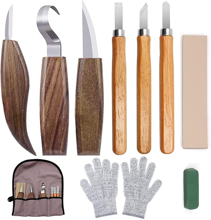 10Pcs Wood Carving Kit, Beginner Set by Rvetol