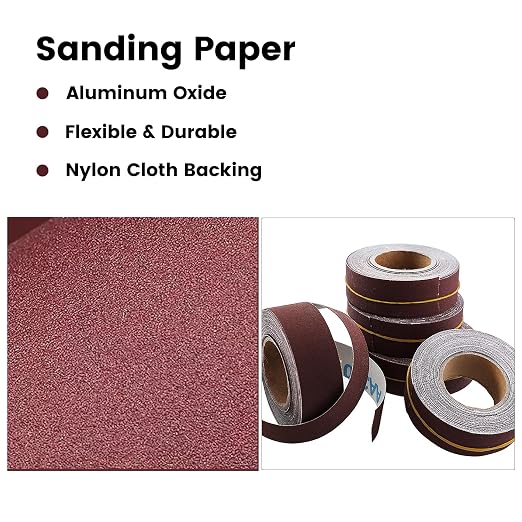 Emery Cloth Roll, 5 Grits 1'' x 20FT Abrasive Sandpaper Roll - Image 3