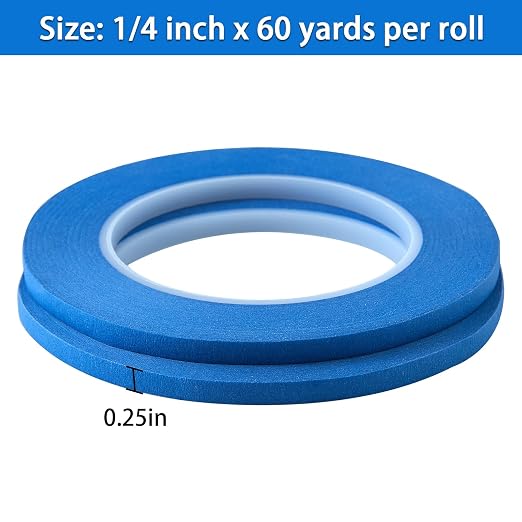 2 Pack 1/4" inch x 60yd Blue Painters Tape Easy Removal Thin Narrow Finishing - Image 2