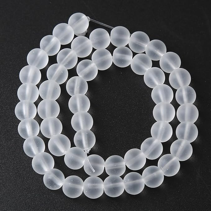 45pcs 8mm Frost White Crystal Glass Beads - Image 5