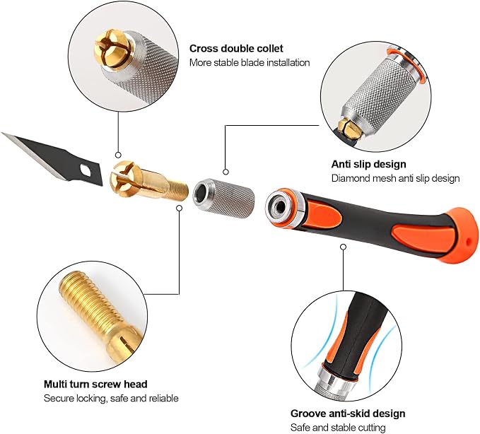 EHDIS Precision Hobby Knife Set Utility Craft Knife Kit - Image 4