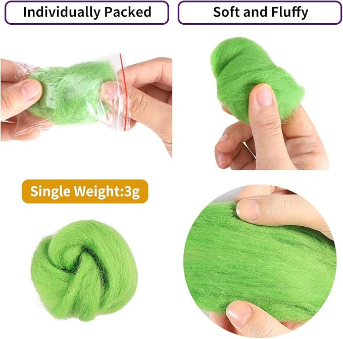 Habbi 100 Colors Needle Felting Wool - Image 2