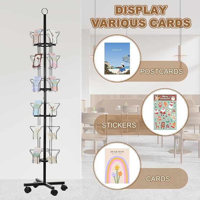PATIKIL 2Pack 6 Tier Rotating Greeting Card Rack, Metal Spinning Greeting Card - Image 5