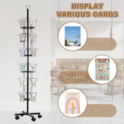 PATIKIL 2Pack 6 Tier Rotating Greeting Card Rack, Metal Spinning Greeting Card - Image 5