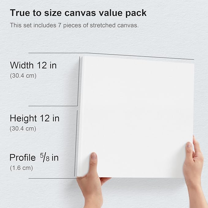 PHOENIX Stretched Canvas for Painting 12x12 Inch/7 Value Pack, 8 Oz Triple - Image 3