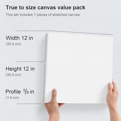 PHOENIX Stretched Canvas for Painting 12x12 Inch/7 Value Pack, 8 Oz Triple - Image 3