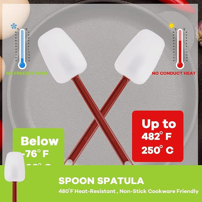 Silicone Rubber Spatula and Spoon Set of 3, High Heat Spatula, Commercial Size - Image 3