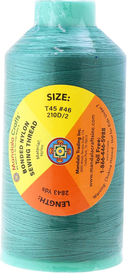 Mandala Crafts Bonded Nylon Thread Turquoise Heavy Duty Sewing Threads - Image 3