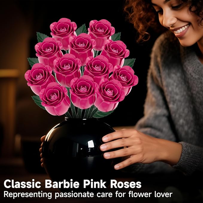 12 Everlasting Roses Bouquet Building Set, Gothic-Style Botanical Diary Series - Image 5