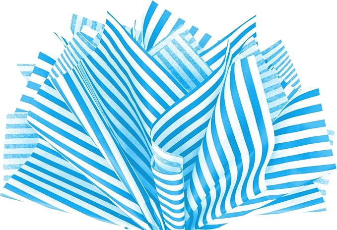 Flexicore Packaging Turquoise Blue Pin Stripe Print Gift Wrap Tissue Paper by FlexicorePackaging