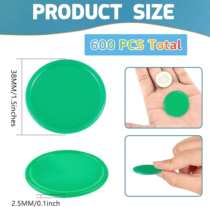 Coopay 600 Pieces Plastic Poker Chips Learning Counters Disks Bingo Chip - Image 2