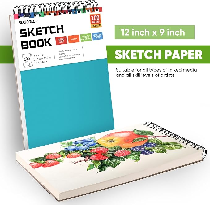 Soucolor School Supplies 9" x 12" Sketch Book - Image 6