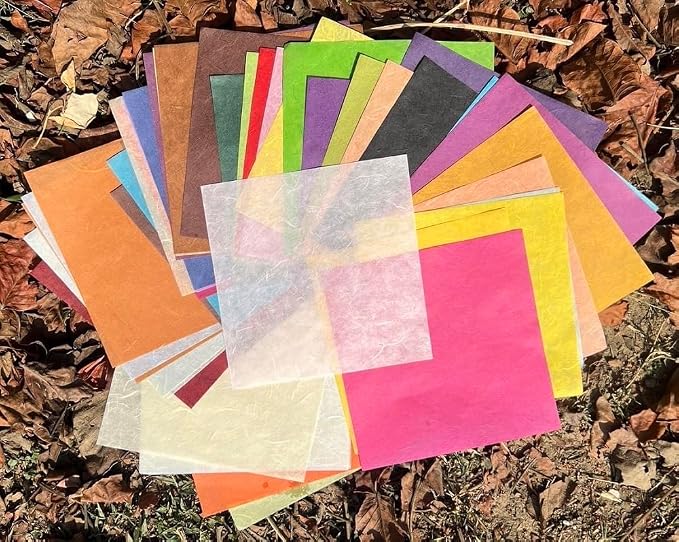 50 Colors 50 Sheets 6 x 6 Inches Natural Fiber Mulberry Tree Square Origami - Image 2