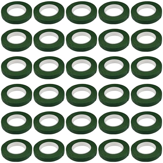 KEILEOHO 30 Rolls 29.5 Yard Floral Tape, 1/2 inch Wide Dark Green Flower Stem - Image 5