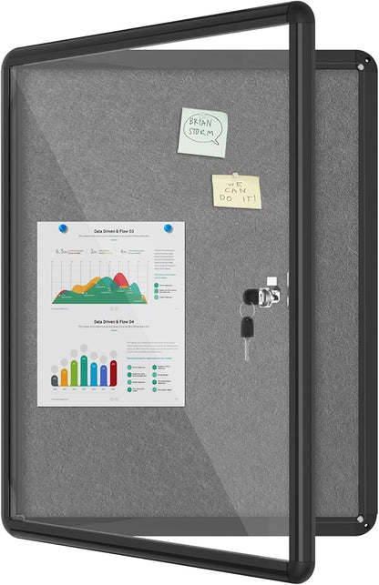 26"x20" Enclosed Bulletin Board, Lockable Weather-Resistant Aluminum Cork by MifuroOfficeProduct