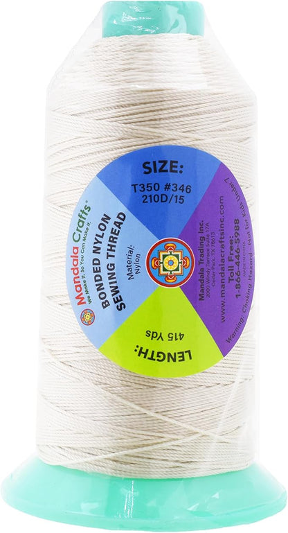 Mandala Crafts Bonded Nylon Thread Off White Heavy Duty Sewing Threads - Image 3