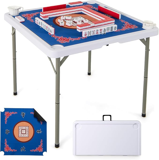Giantex Folding Mahjong Table, Removable Noise Reduction Mat, HDPE Tabletop by Giantex