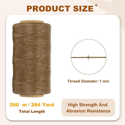 PATIKIL 284 Yard Flat Waxed Thread 150D 1mm Leather Sewing Cord - Image 2