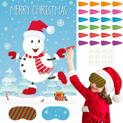ASTARON Pin The Snowman Nose Christmas Pin The Tail Party Games Activities by ASTARON