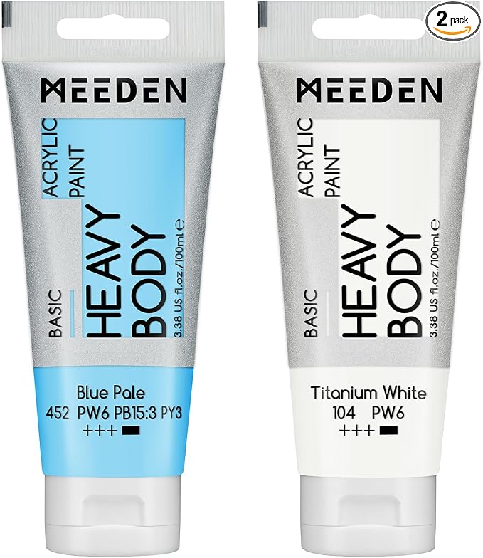 MEEDEN Acrylic Paint Blue Pale: 100ml/3.38oz Heavy Body Acrylic Paint Tube by MEEDEN