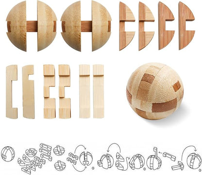 4 Pack Wooden Puzzle Games Brain Teasers Toy- 3D Puzzles - Image 5