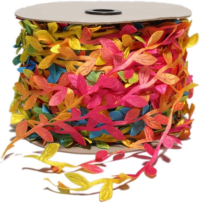 BASOKAN Colorful Rainbow Leaves Leaf Ribbon Trim Rope - Image 4