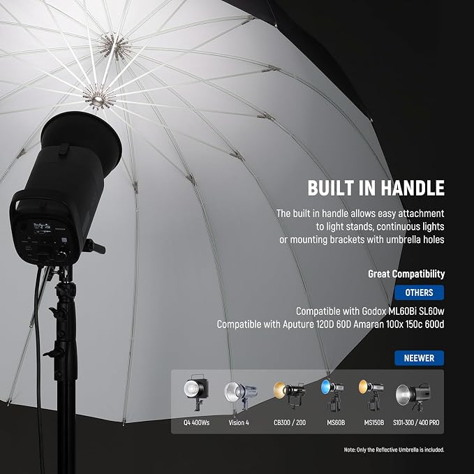NEEWER 51"/130cm Parabolic Reflective Umbrella Photography - Image 5
