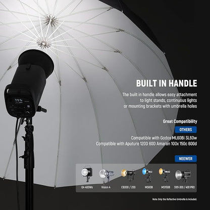 NEEWER 41"/104cm Parabolic Reflective Umbrella Photography - Image 5