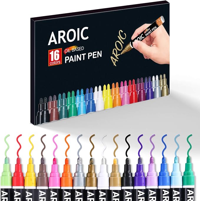 AROIC Paint Pens Paint Markers, 16 colors Oil-Based Waterproof Painting Marker - Image 3